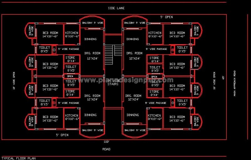 2 BHK Apartment Cluster Design in AutoCAD Free CAD Block